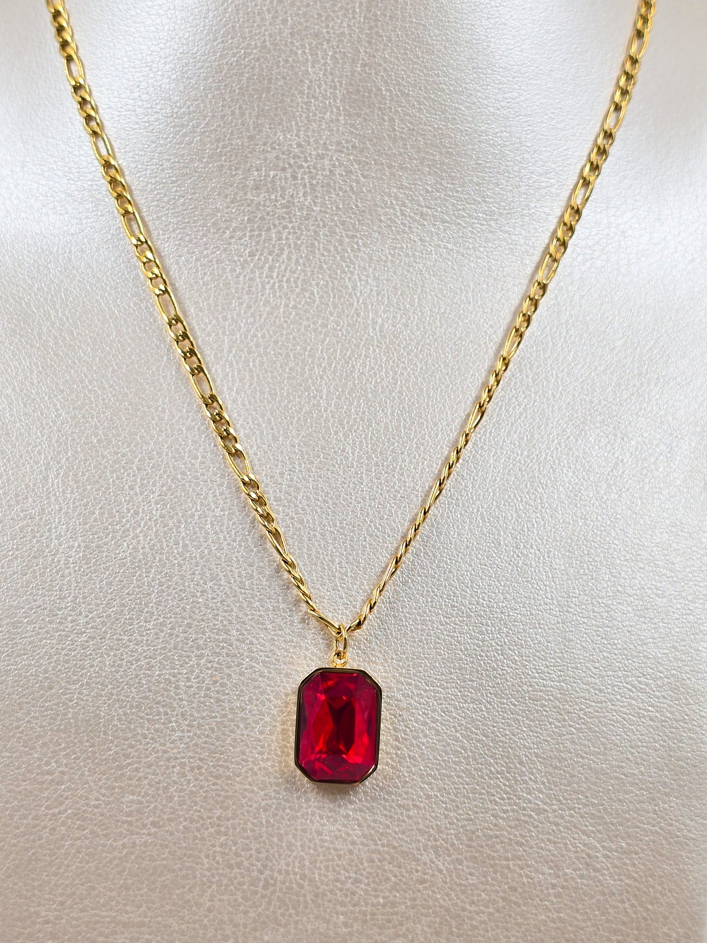 Stainless Steel Gem Drop Necklace