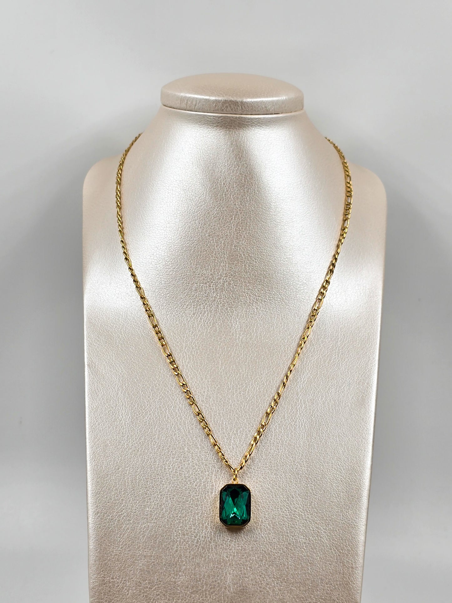 Stainless Steel Gem Drop Necklace