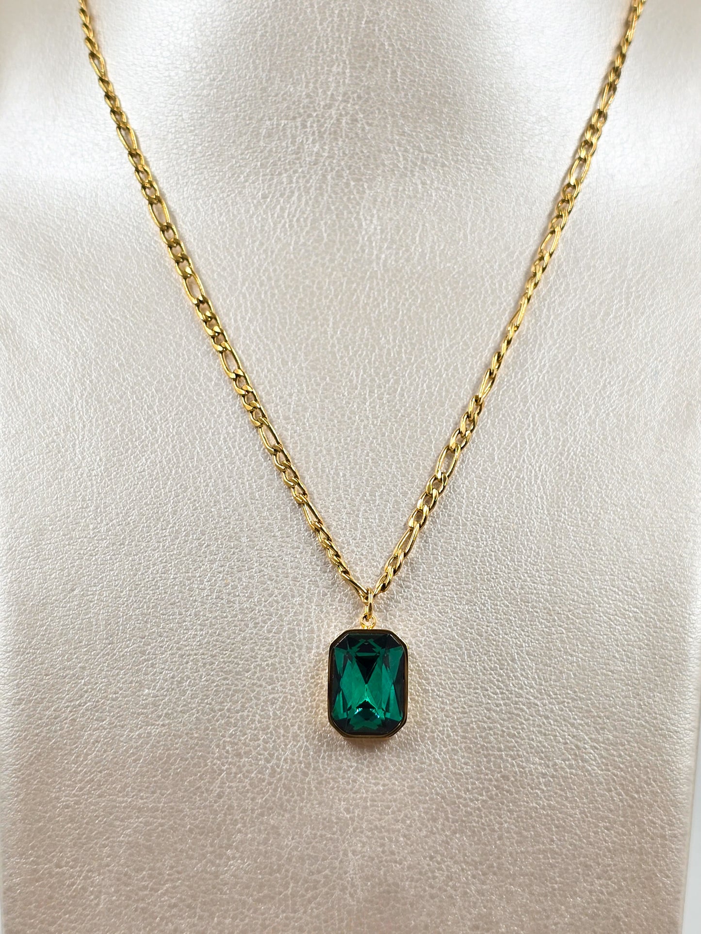 Stainless Steel Gem Drop Necklace