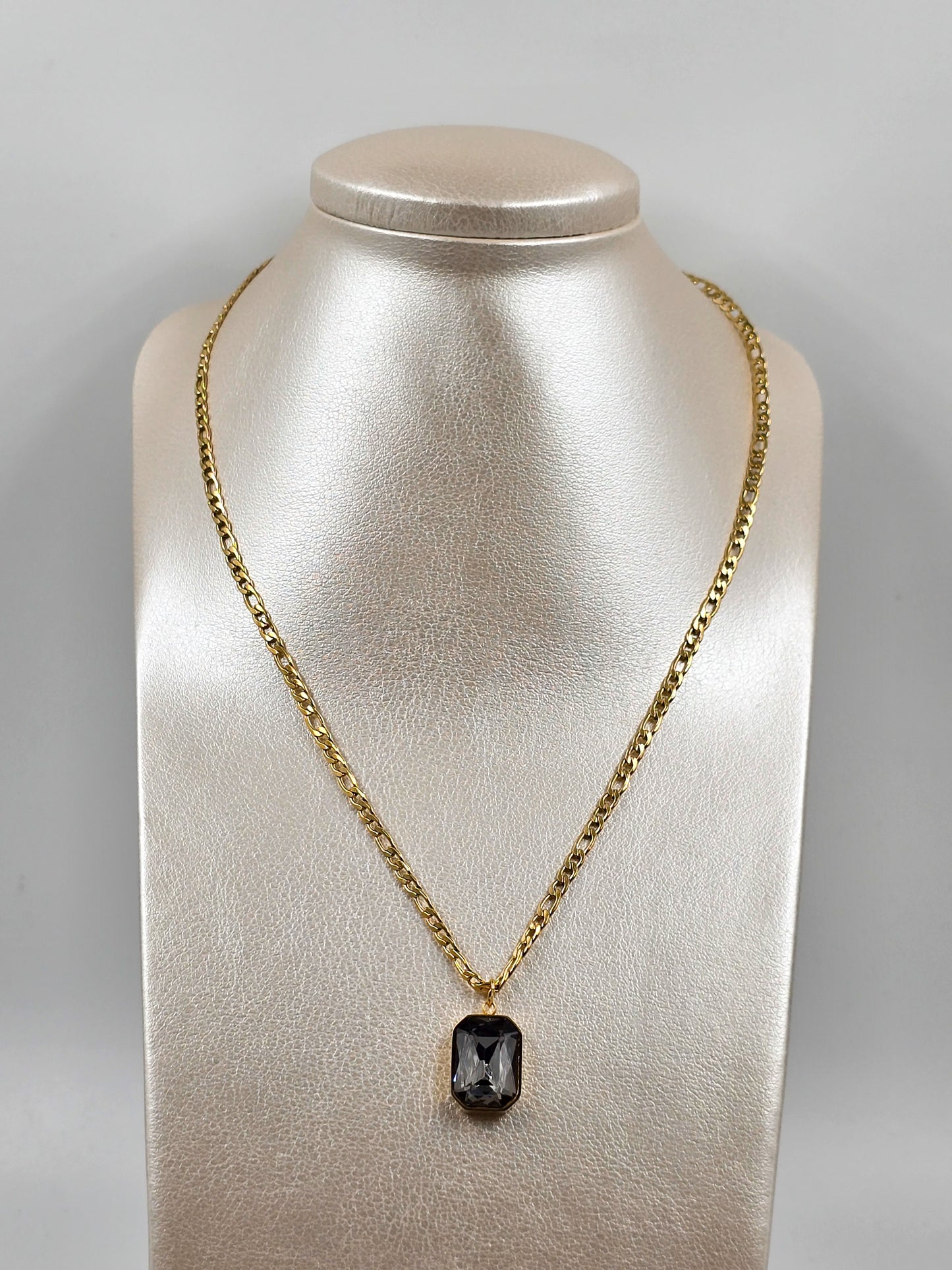 Stainless Steel Gem Drop Necklace