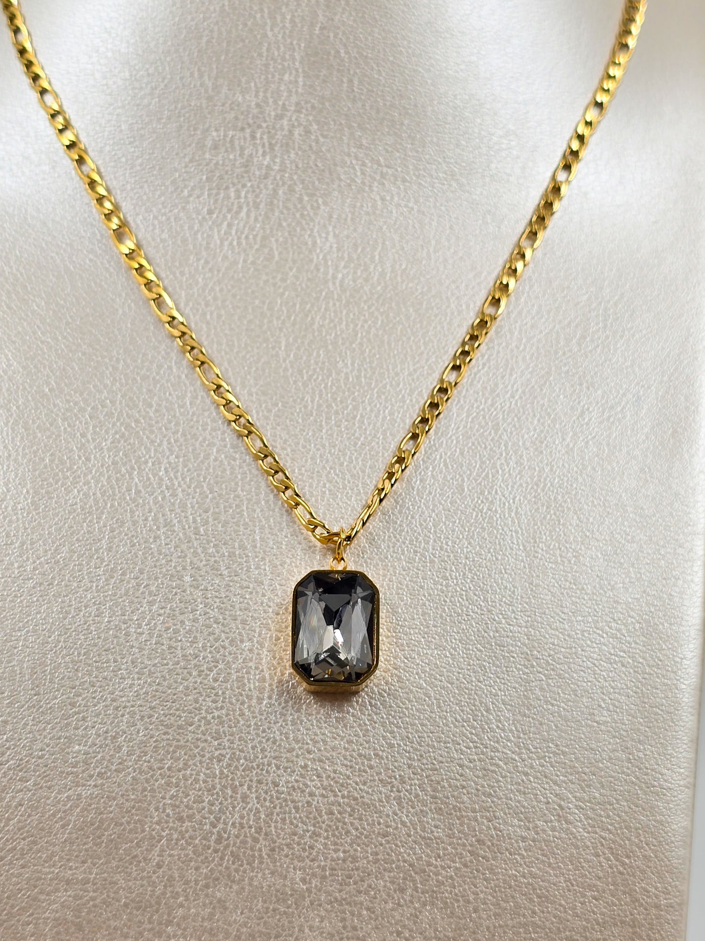 Stainless Steel Gem Drop Necklace