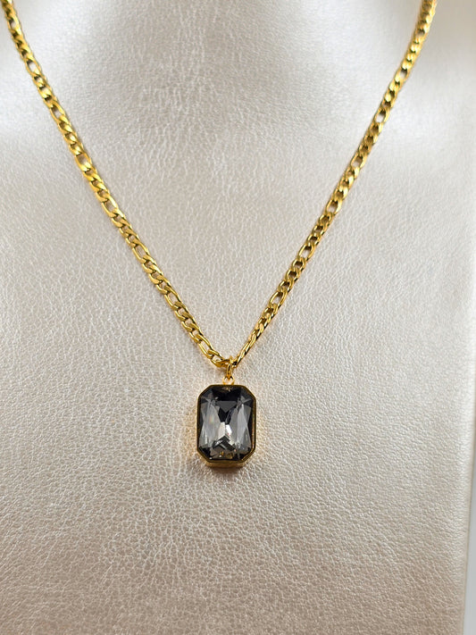 Stainless Steel Gem Drop Necklace