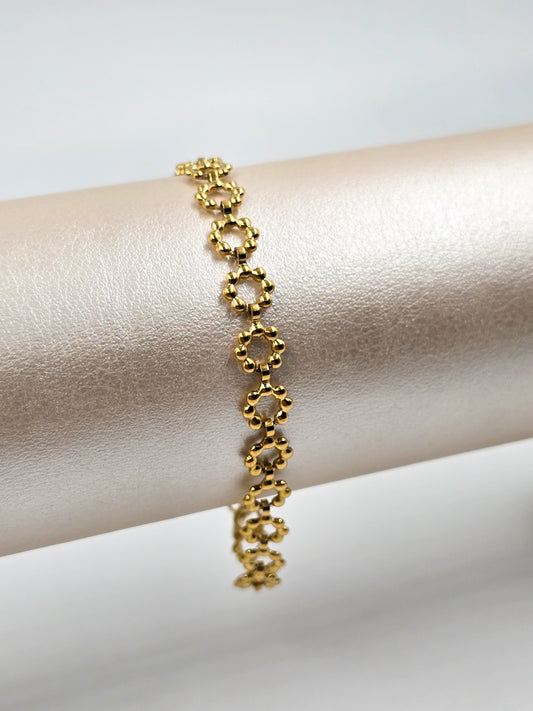 Stainless Steel Flower Link Bracelet