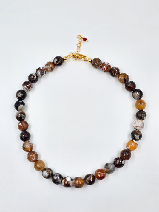 Natural Brown Stone Beaded Necklace