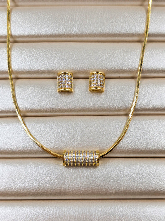 Barrel Pendant Neckless and Earring Set