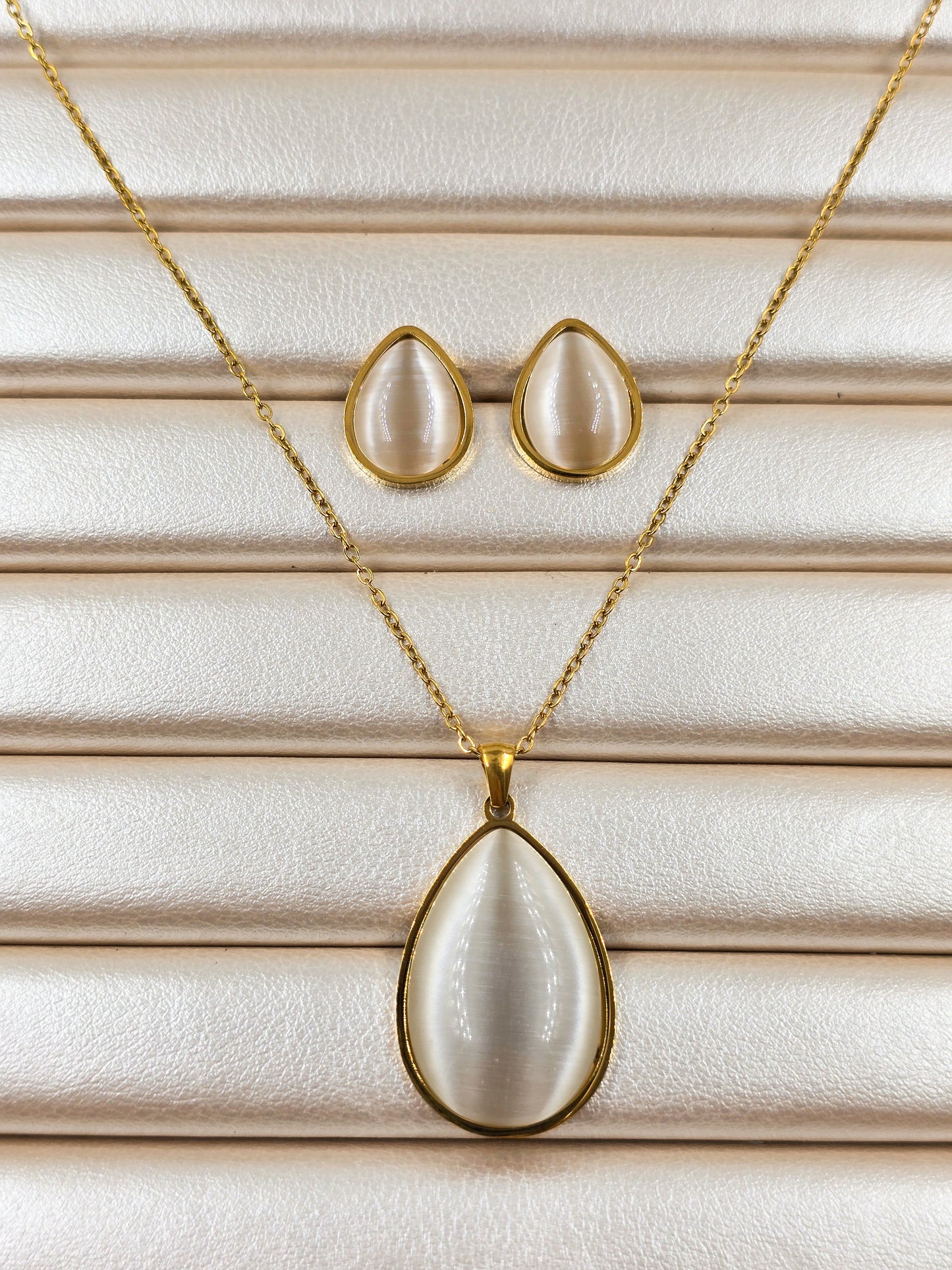Stainless Steel Pendant Necklace and Earring Set