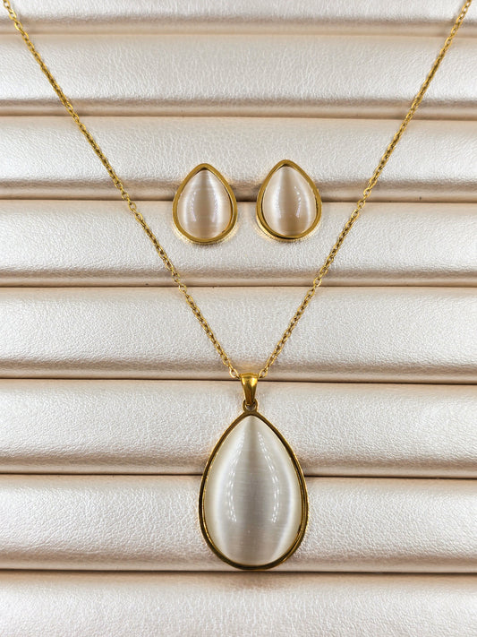 Stainless Steel Pendant Necklace and Earring Set