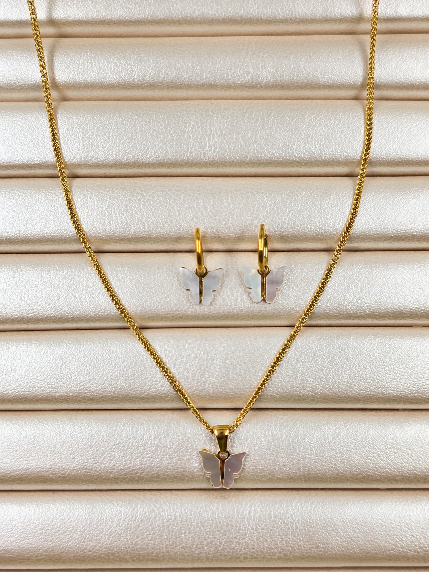 Stainless Steel Butterfly Necklace and Earring Set