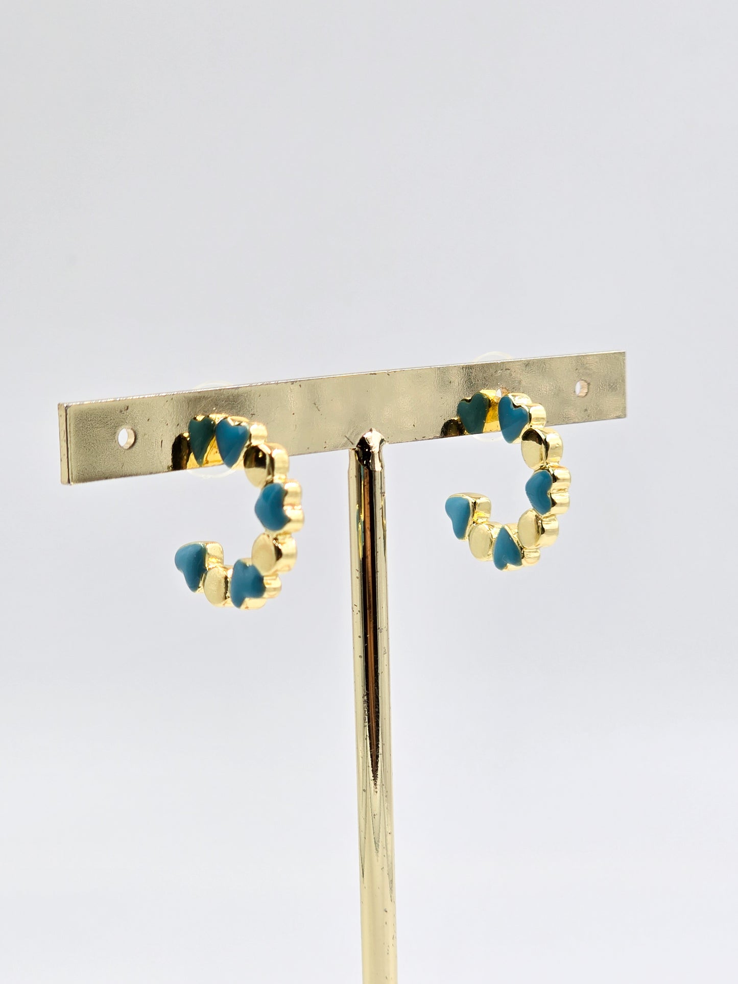 Colored Gold Heart Hoops