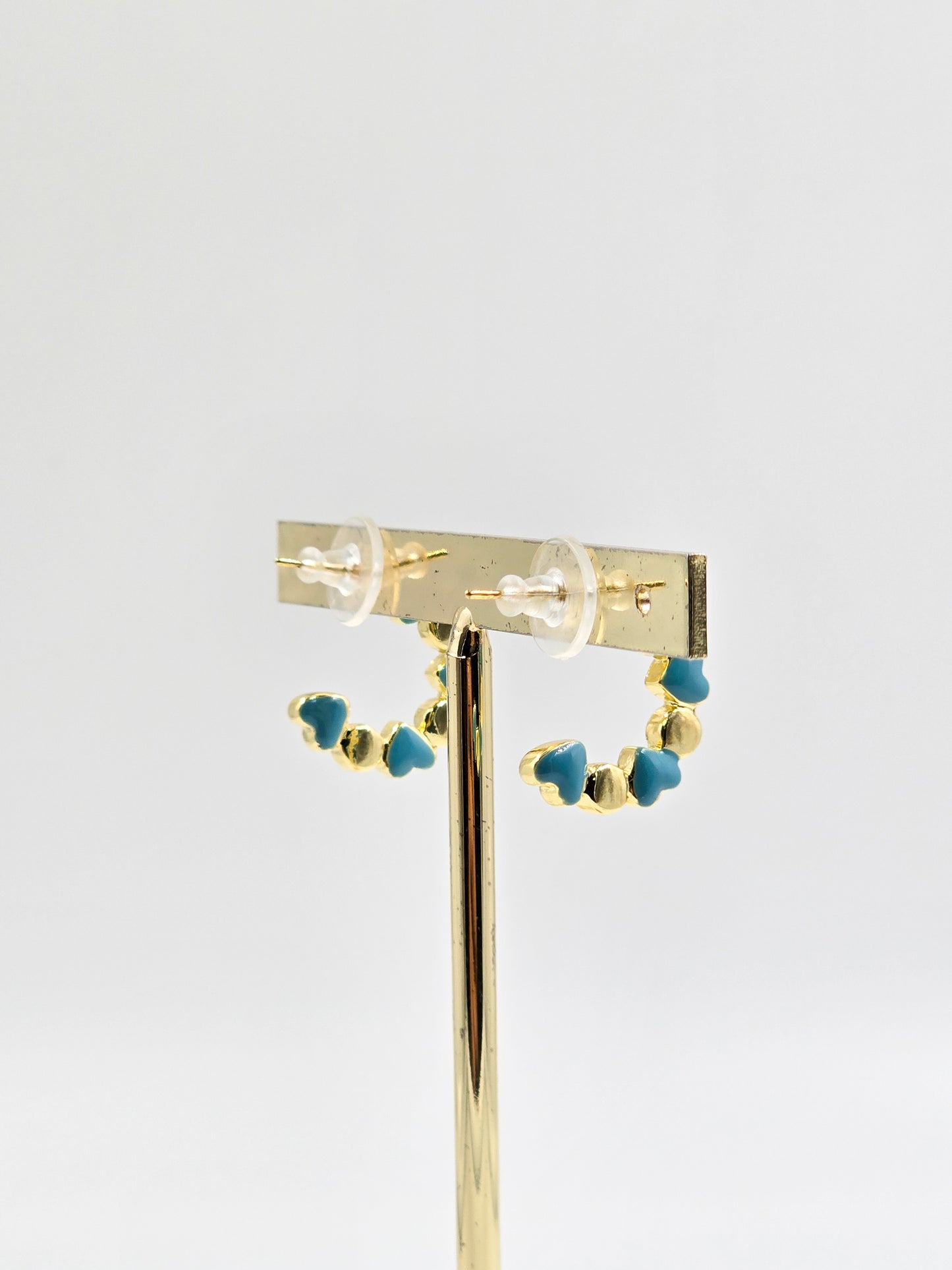 Colored Gold Heart Hoops