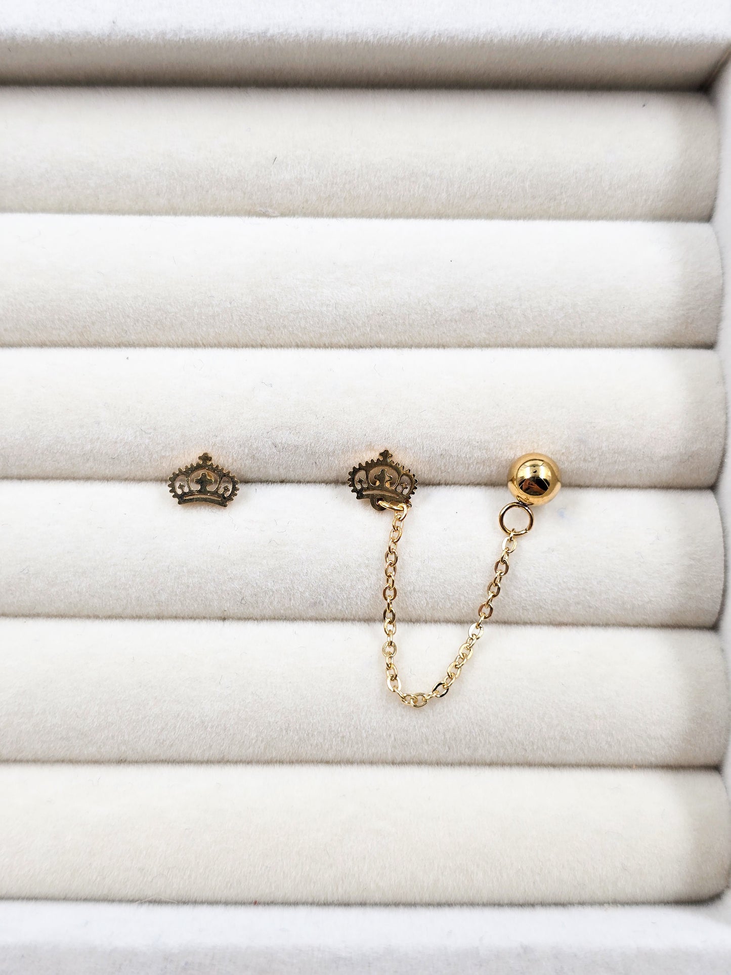Stainless Steel Double Stud Chain Earring