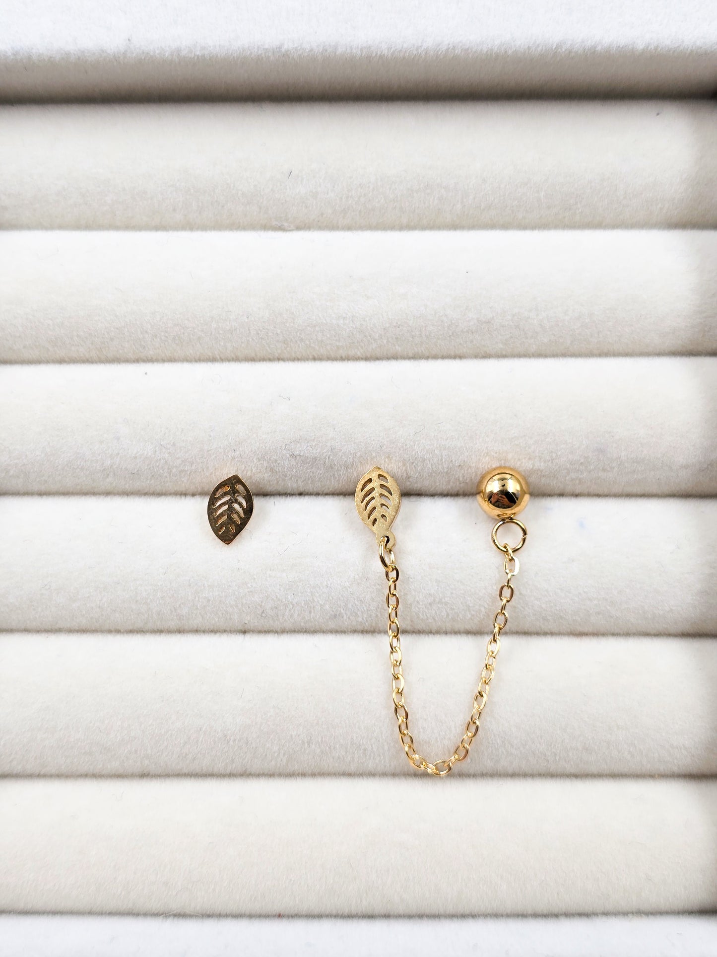 Stainless Steel Double Stud Chain Earring
