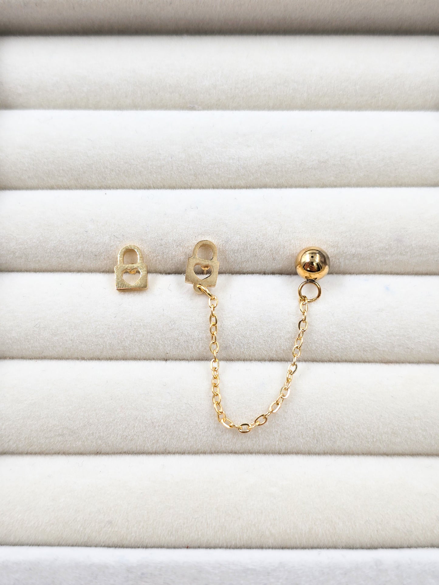 Stainless Steel Double Stud Chain Earring