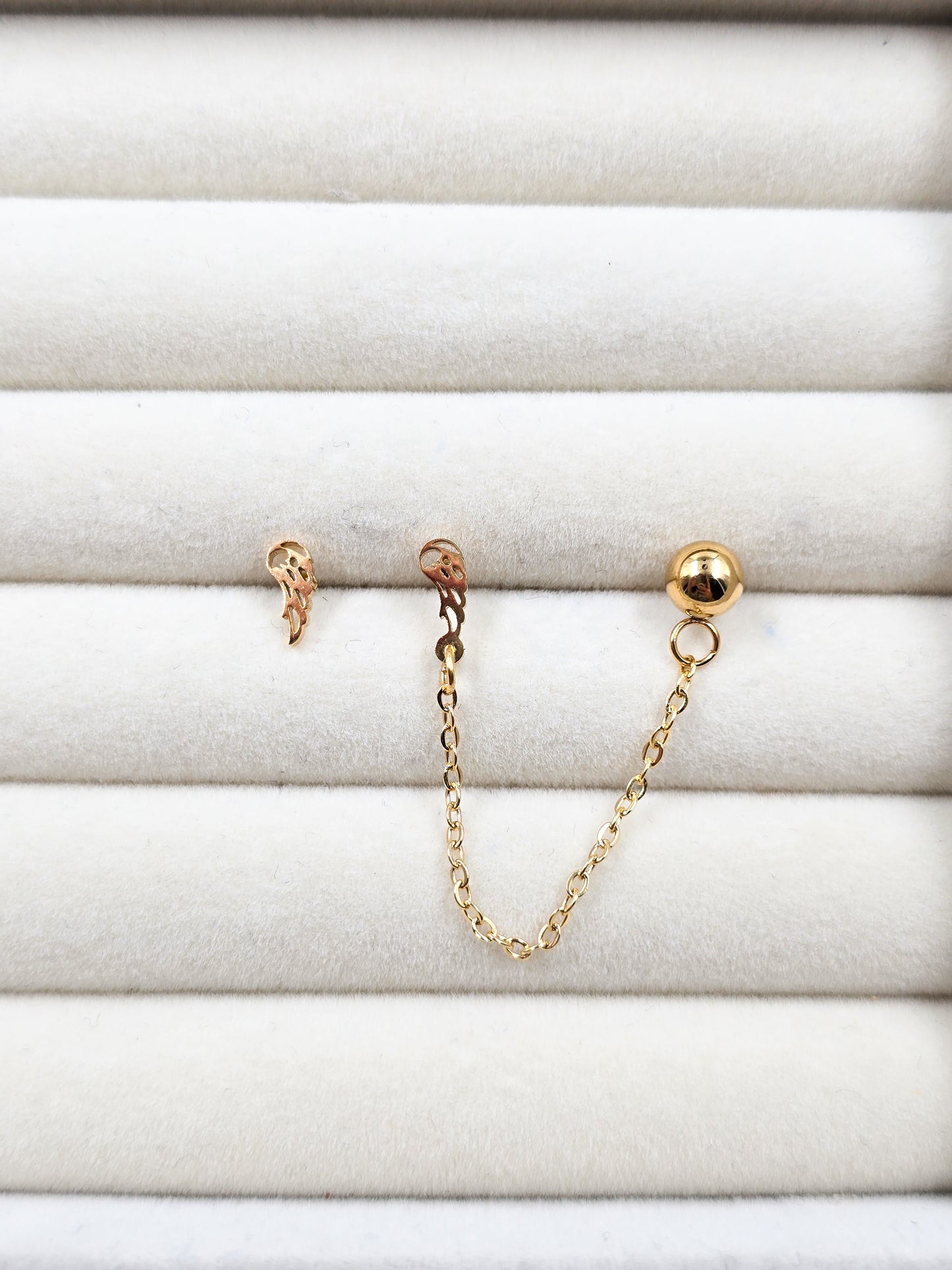 Stainless Steel Double Stud Chain Earring