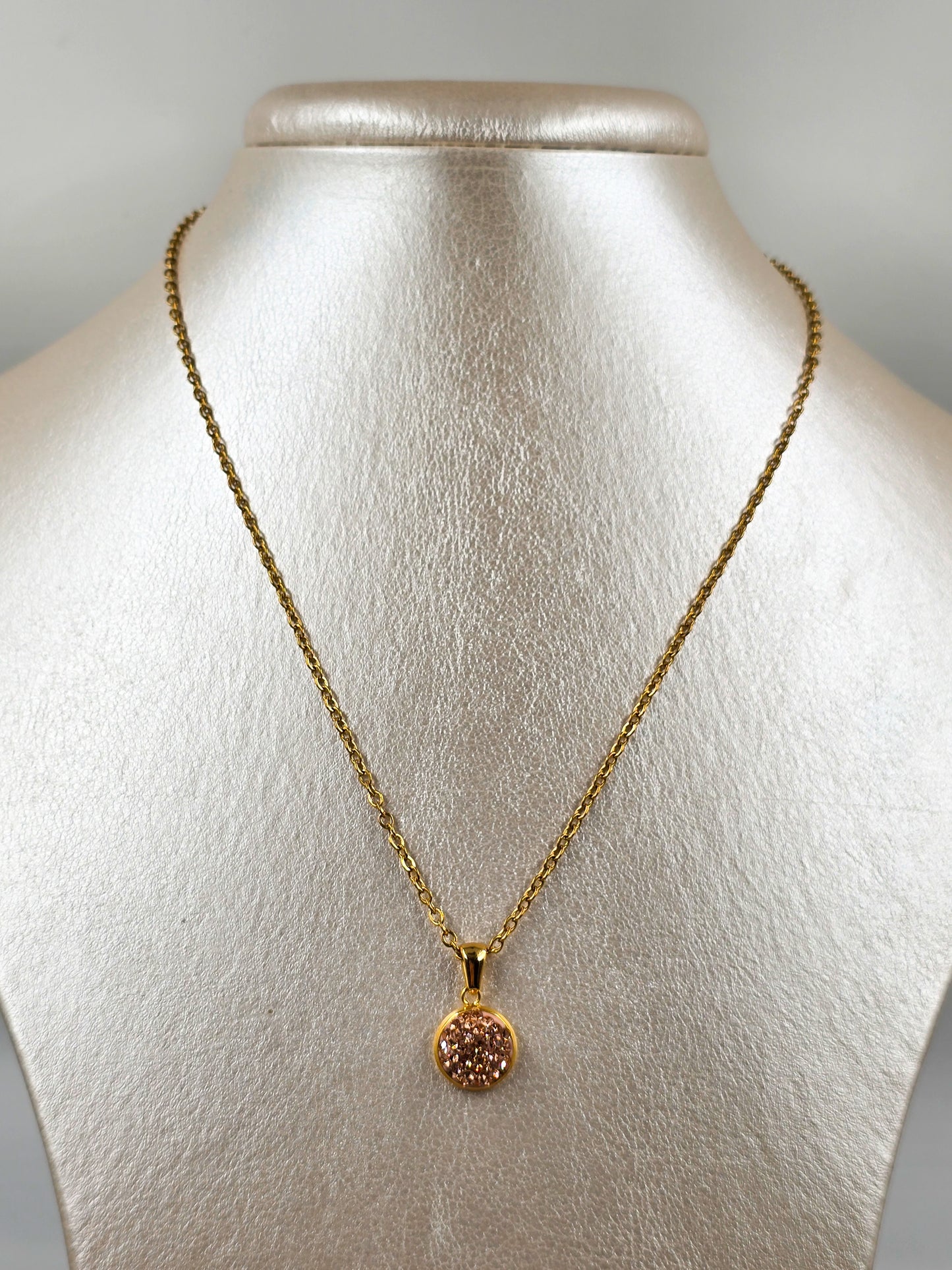Stainless Steel Round Crystal Pendant and Stud Earring Set