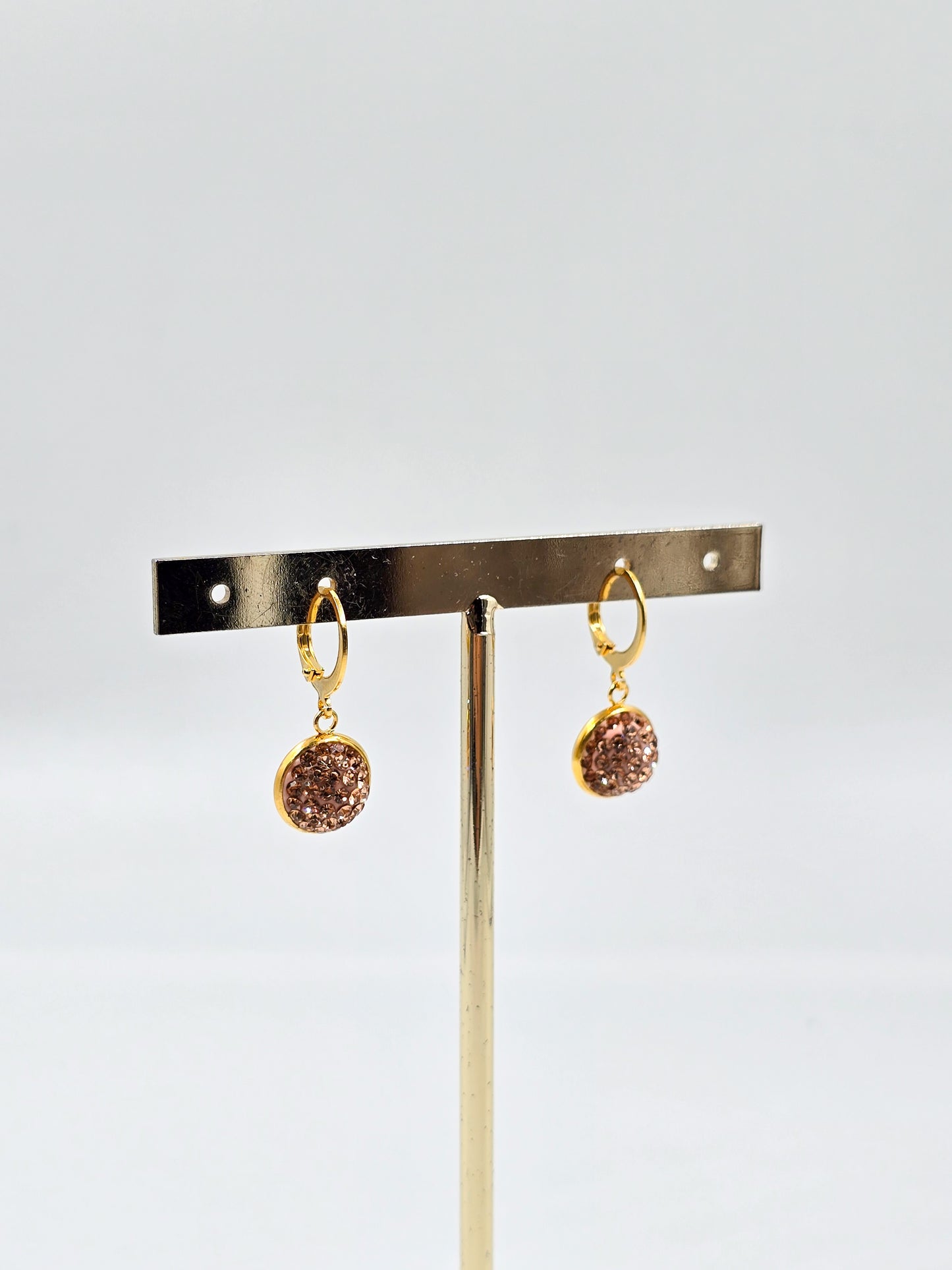 Stainless Steel Round Crystal Pendant and Stud Earring Set