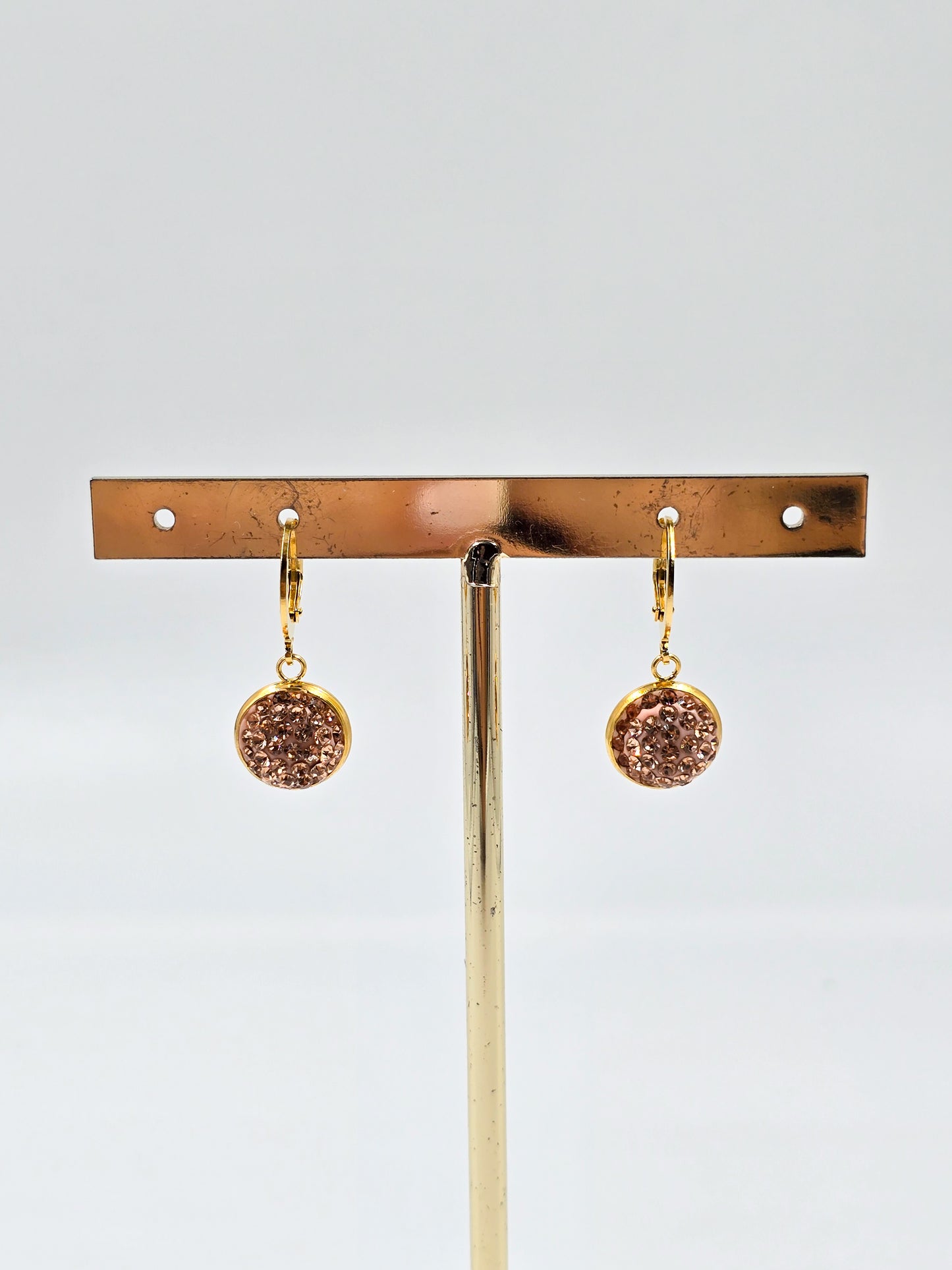 Stainless Steel Round Crystal Pendant and Stud Earring Set