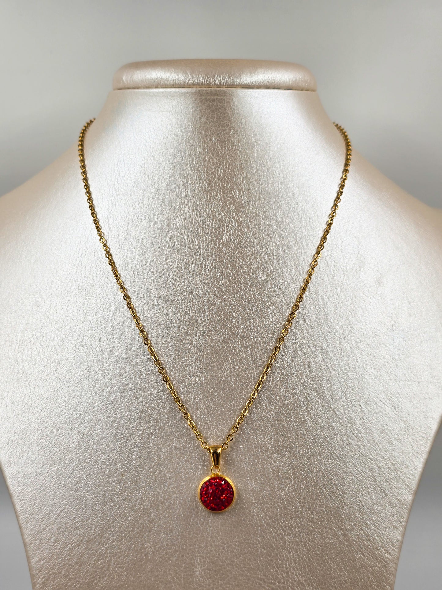 Stainless Steel Round Crystal Pendant and Stud Earring Set