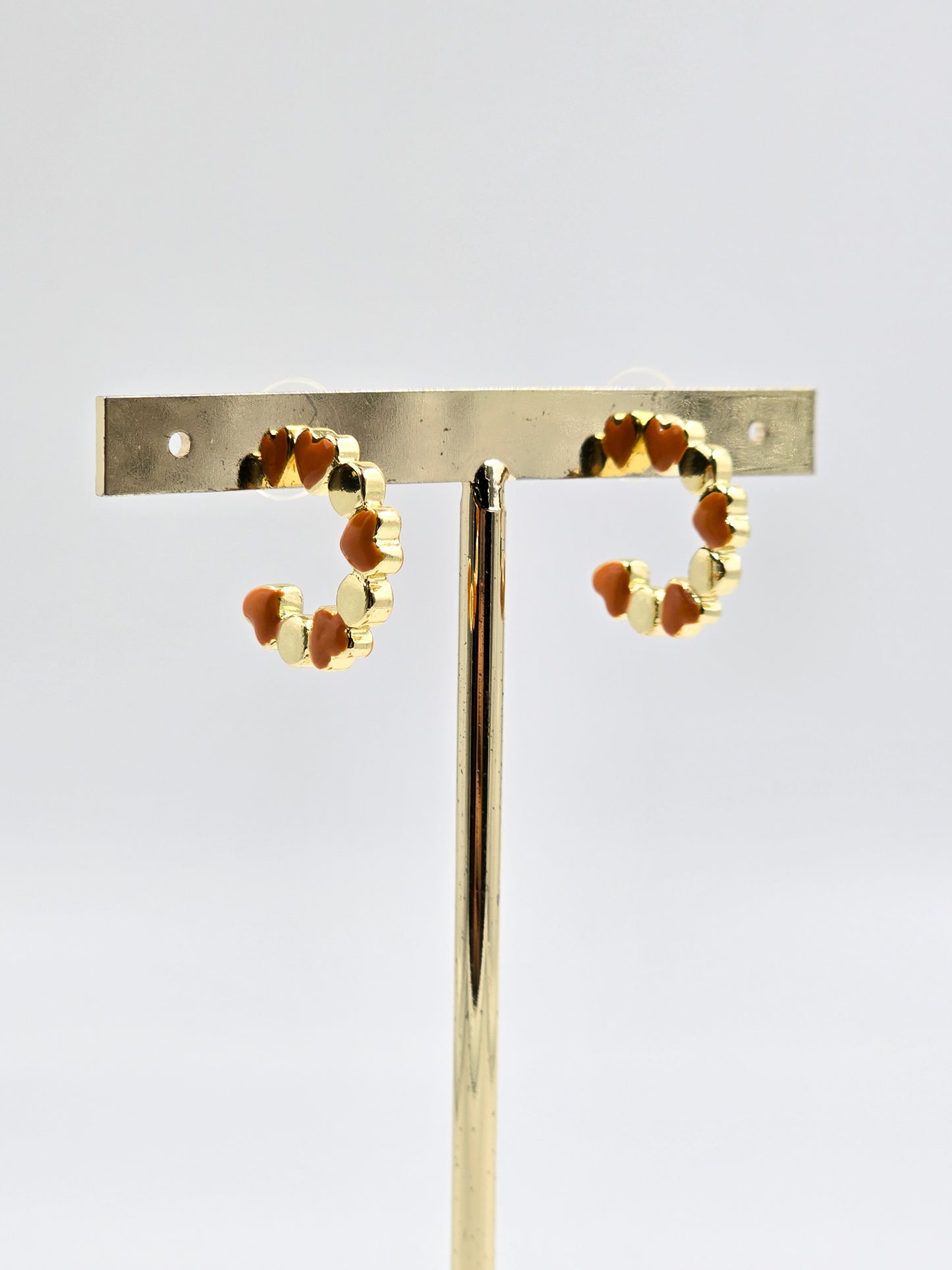 Colored Gold Heart Hoops