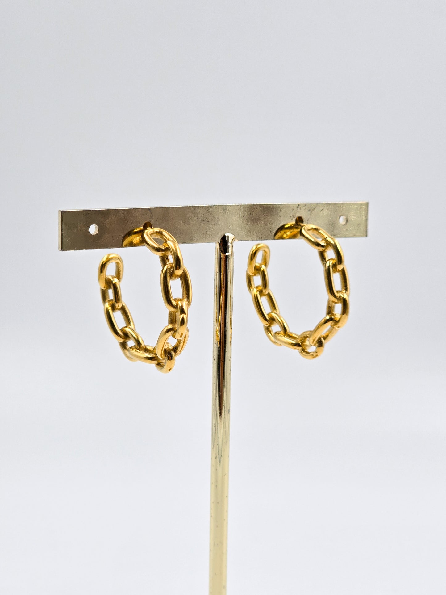 Stainless steel Chain Gold Hoops