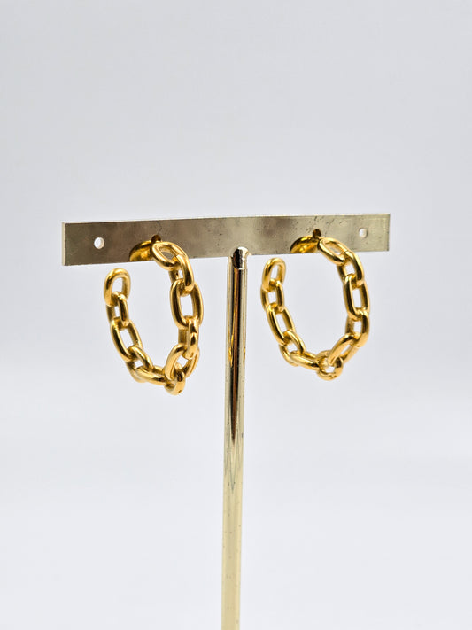 Stainless steel Chain Gold Hoops