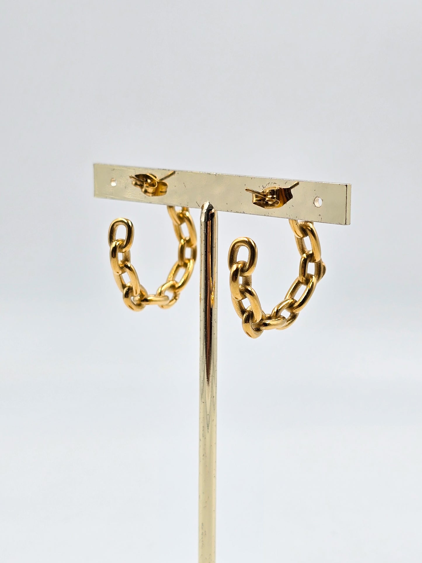 Stainless steel Chain Gold Hoops